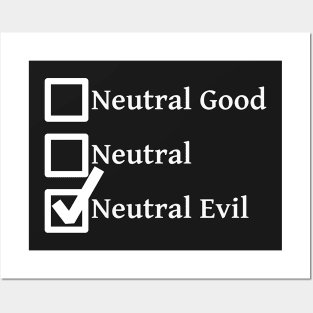 Neutral Evil DND 5e Pathfinder RPG Alignment Role Playing Tabletop RNG Checklist Posters and Art